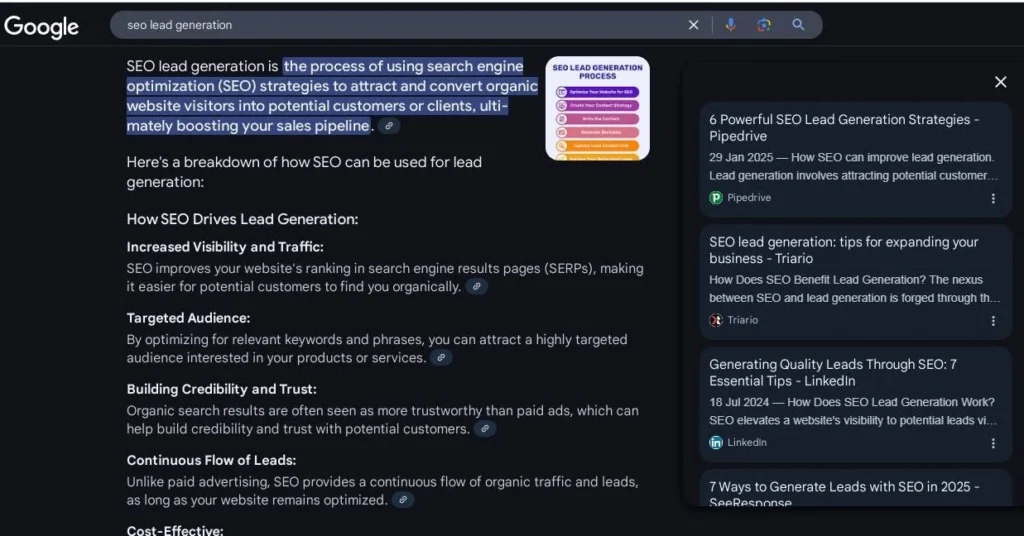 صفحة ال SERP الجديدة من غوغـل بعد تفـعيل SGE