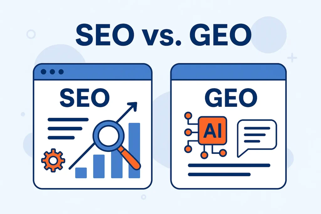 صورة توضح الفرق بين السيوSEO والجيوGEO